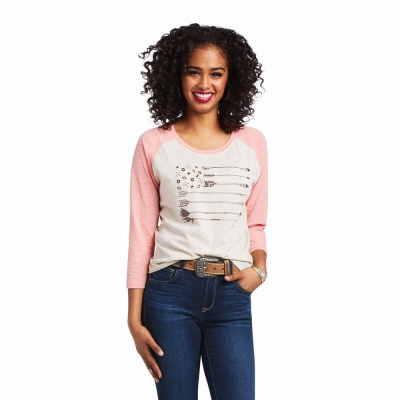 Ariat Arrow Raglan Oberteile Damen Beige | 807NHMTYR