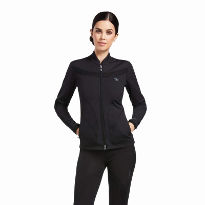 Ariat Ascent Full Zip Hoodie Damen Schwarz | 583NZOVBU