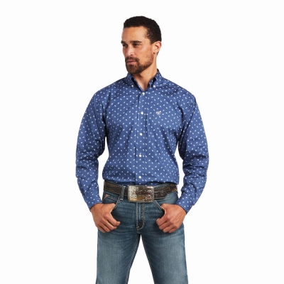 Ariat Brycen Stretch Klassische Fit Hemd Herren Dunkelgrau Blau | 437VZQLMO