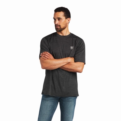 Ariat Charger Vertical Flag Polo Shirts Herren Grau | 947NJCKLV