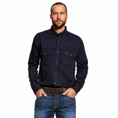 Ariat FR Solid Vent Hemd Herren Navy | 734JKELZH