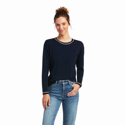 Ariat Floret Pullover Damen Navy | 839ALOJUE