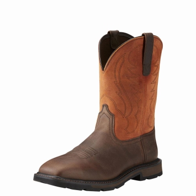 Ariat Groundbreaker Weite Square Kappe Steel Kappe Arbeitsstiefel Herren Braun | 846IMZUHA