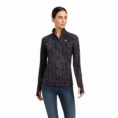 Ariat Lowell 2.0 1/4 Zip Oberteile Damen Schwarz | 216AWHZVO