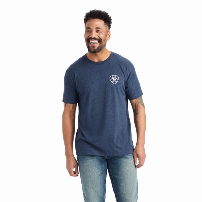 Ariat Lucky Horseshoe Polo Shirts Herren Navy | 472YGUBTD