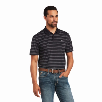 Ariat Ombre Stripe Ftd Polo Shirts Herren Schwarz | 560HNUFOG