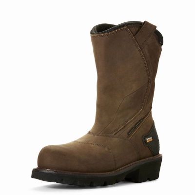 Ariat Powerline 400G Wasserdichte 400g Composite Kappe Wasserfeste Stiefel Herren Braun | 506GJWLNV