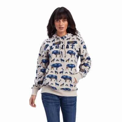 Ariat REAL Allover Print Hoodie Damen Mehrfarbig | 329BWUHYP