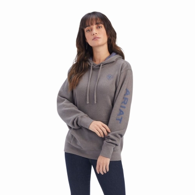 Ariat REAL Arm Logo Hoodie Damen Grau | 283OBUEJV