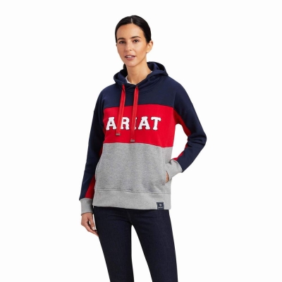 Ariat Rabere Team Hoodie Damen Navy | 683IODCJK