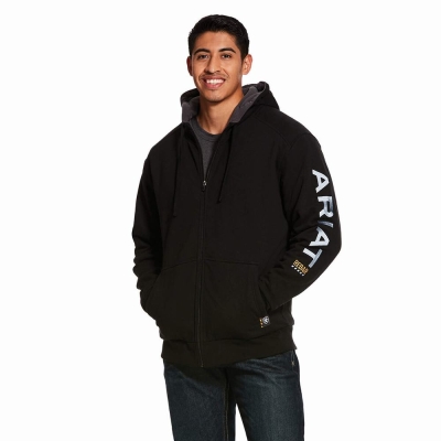 Ariat Rebar All-Weather Full Zip Hoodie Herren Schwarz | 329KEFSWX