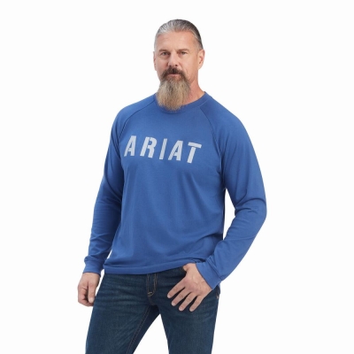 Ariat Rebar CottonStrong Block Polo Shirts Herren Blau | 072COHYFR