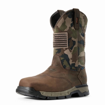 Ariat Rebar Flex Patriot Wasserdichte Composite Kappe Wasserfeste Stiefel Herren Dunkelbraun | 842EBUCZN