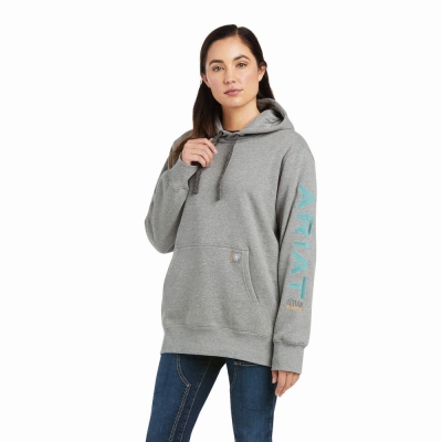 Ariat Rebar Graphic Hoodie Damen Grau | 695ARYBCU