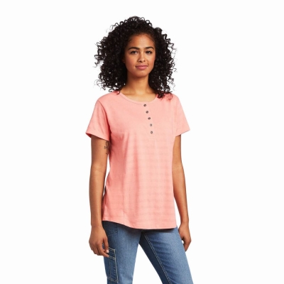 Ariat Rebar Henley Oberteile Damen Mehrfarbig | 309EBMQFA