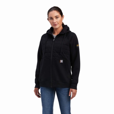 Ariat Rebar Regulator Full Zip Hoodie Damen Schwarz | 943UGCTZA