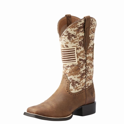 Ariat Round Up Patriot Westernstiefel Damen Braun | 140EWBOQR