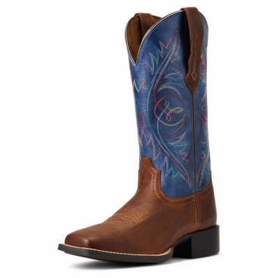 Ariat Round Up Weite Square Kappe Westernstiefel Damen Braun | 926TNWZDJ