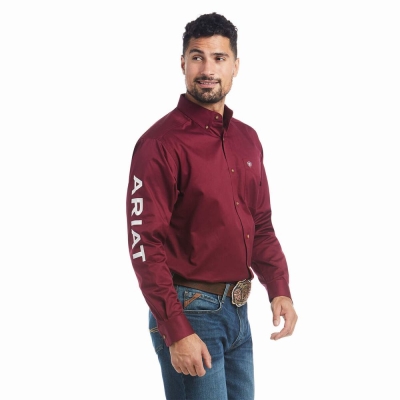 Ariat Team Logo Twill Klassische Fit Hemd Herren Bordeaux | 837WZCOYE