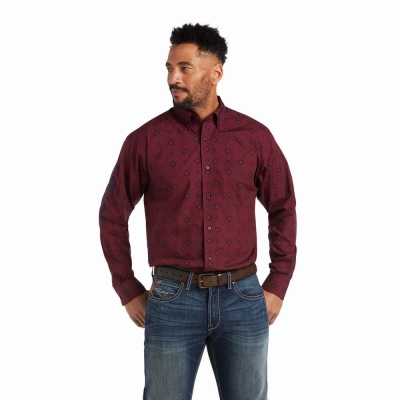 Ariat Team Wade Fitted Hemd Herren Bordeaux | 412IJBSVC