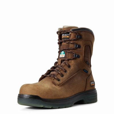 Ariat Turbo 8" CSA Wasserdichte Carbon Kappe Arbeitsstiefel Herren Braun | 586KUWCHT