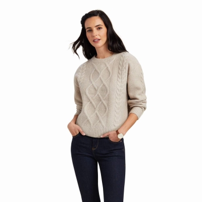 Ariat Winter Quarter Pullover Damen Beige | 578YSXIFL