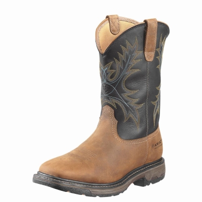 Ariat WorkHog Weite Square Kappe Wasserdichte Steel Kappe Wasserfeste Stiefel Herren Braun | 694FHBWTR