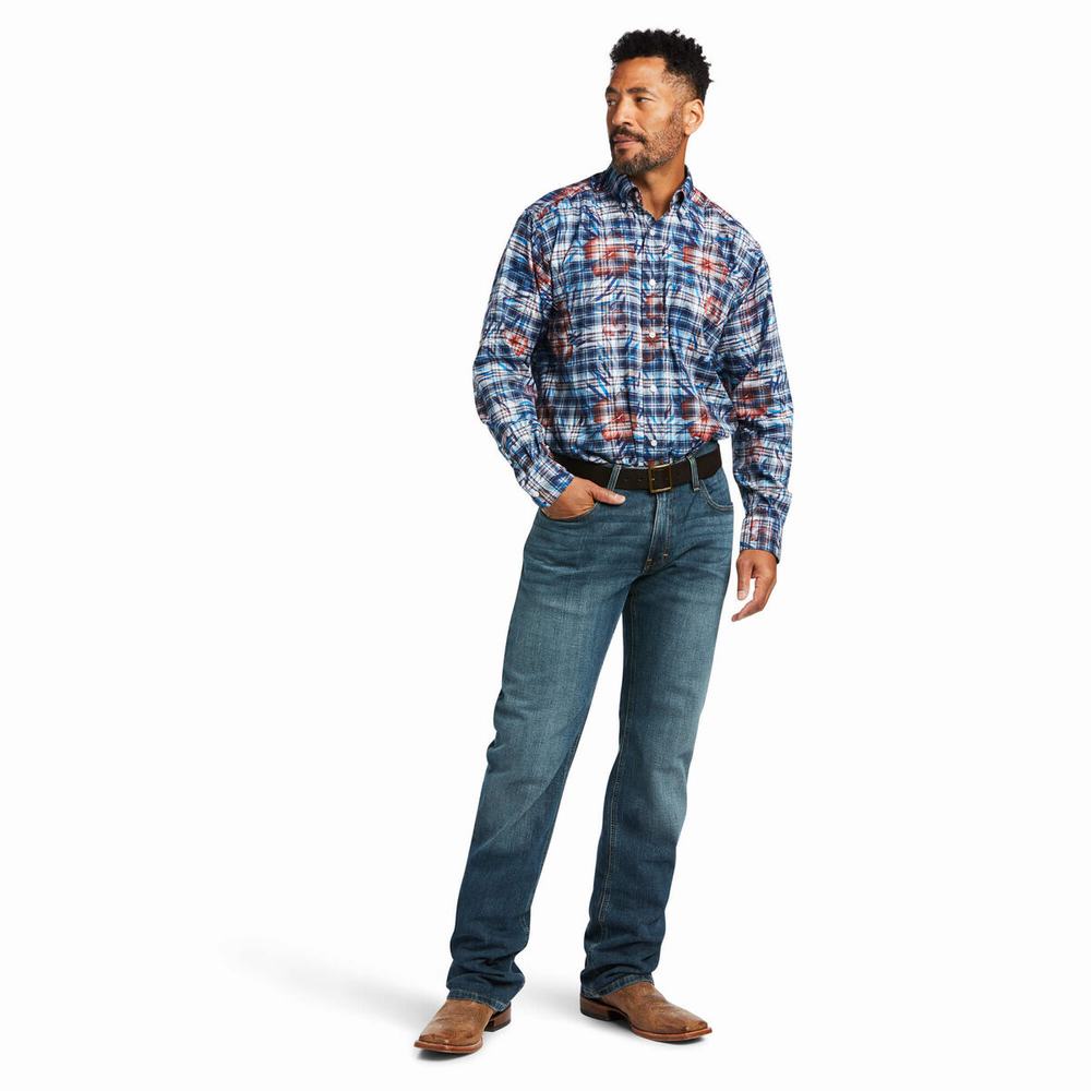 Ariat August Klassische Fit Hemd Herren Blau | 069DCSJXZ