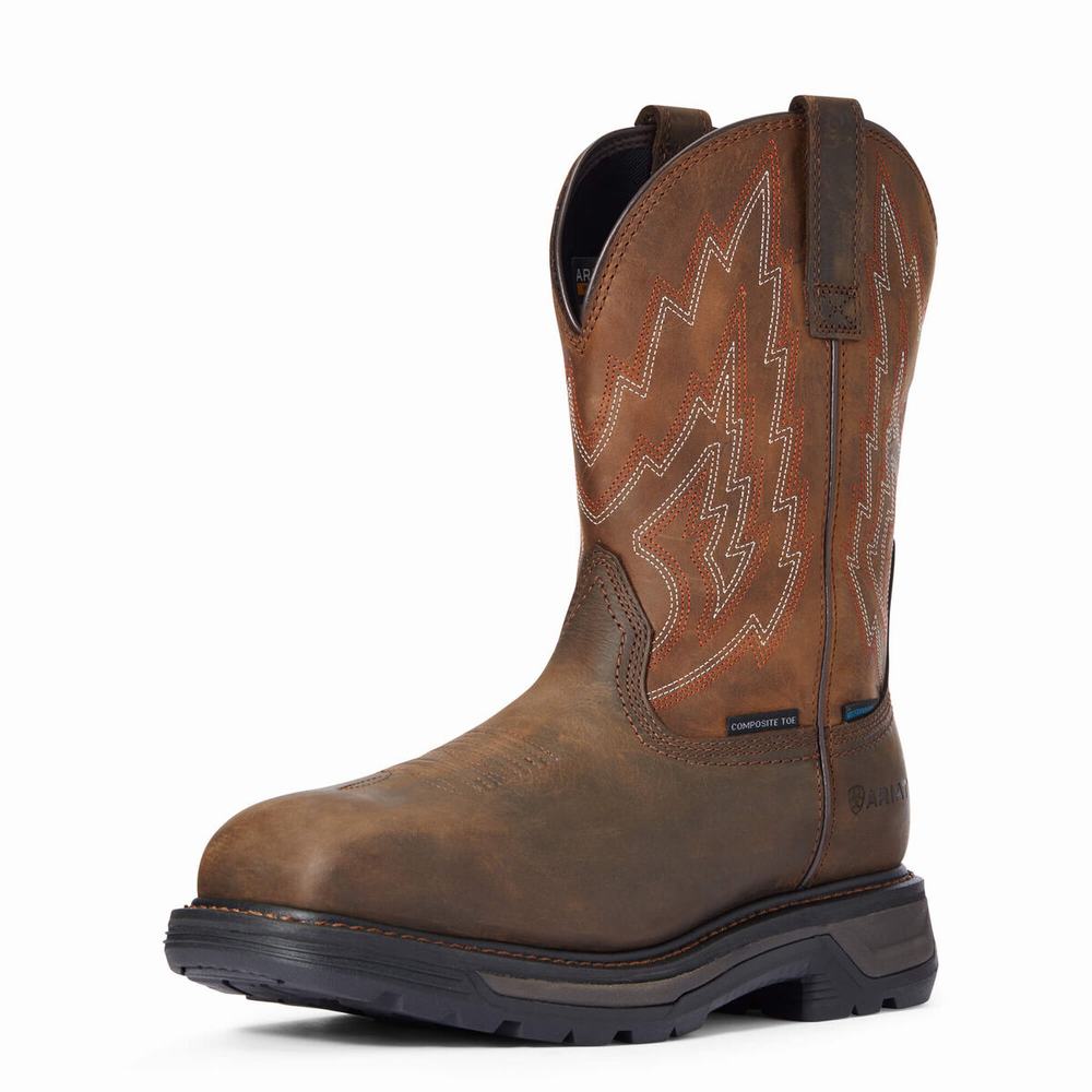 Ariat Big Rig Wasserdichte Composite Kappe Wasserfeste Stiefel Herren Dunkelbraun | 305DAXOZK