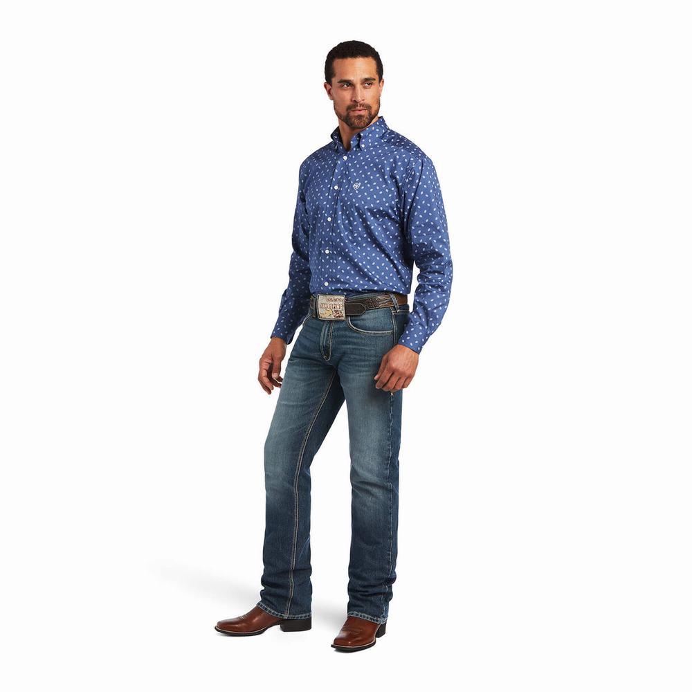 Ariat Brycen Stretch Klassische Fit Hemd Herren Dunkelgrau Blau | 437VZQLMO