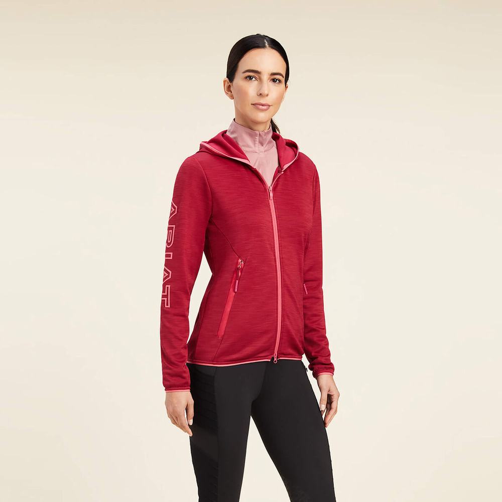 Ariat Byron Full Zip Hoodie Damen Rot | 978HGBVJF