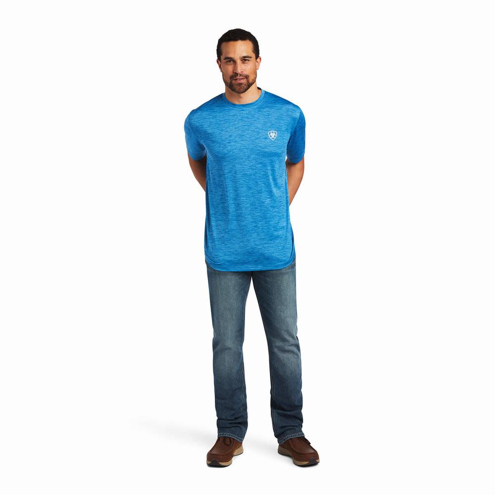 Ariat Charger Vertical Flag Polo Shirts Herren Blau | 903QGJBIO