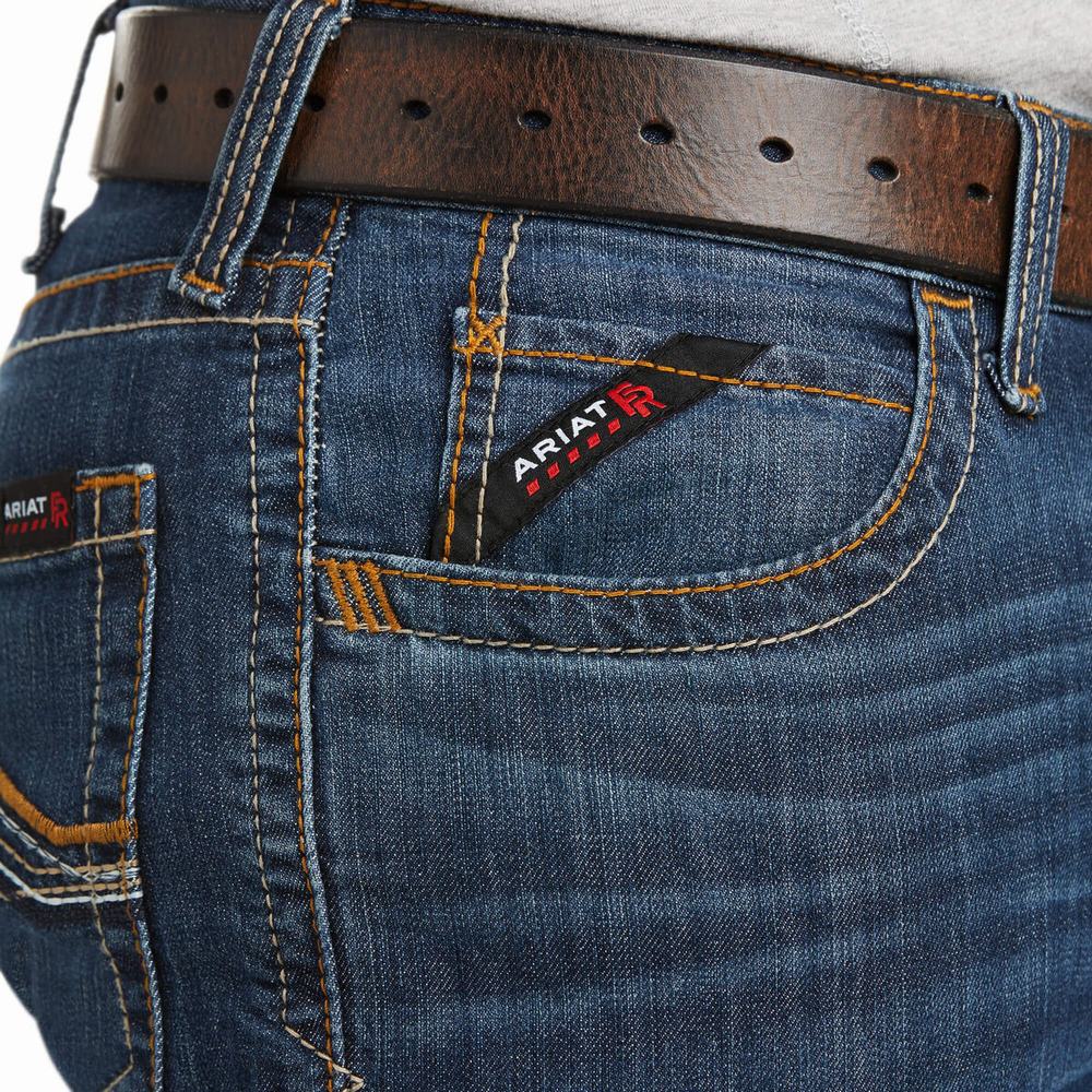 Ariat FR M4 Relaxed Stretch DuraLight Jett Cut Straight Jeans Herren Blau | 349VTGHAJ