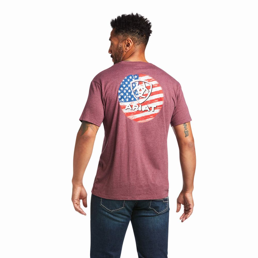 Ariat Flag Circle Polo Shirts Herren Bordeaux | 718YAEIFO