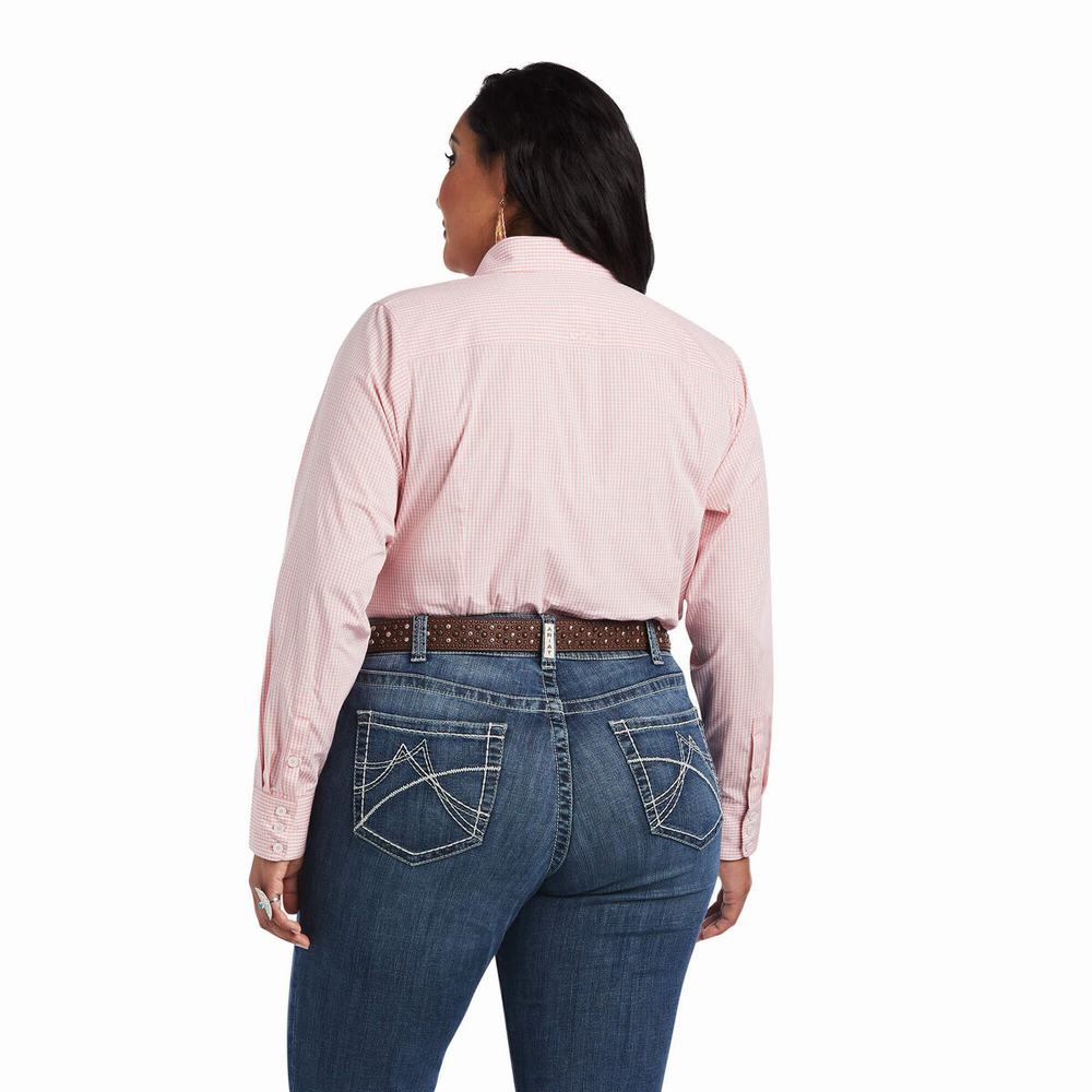 Ariat Kirby Stretch Oberteile Damen Rosa Weiß | 714PEVWBR