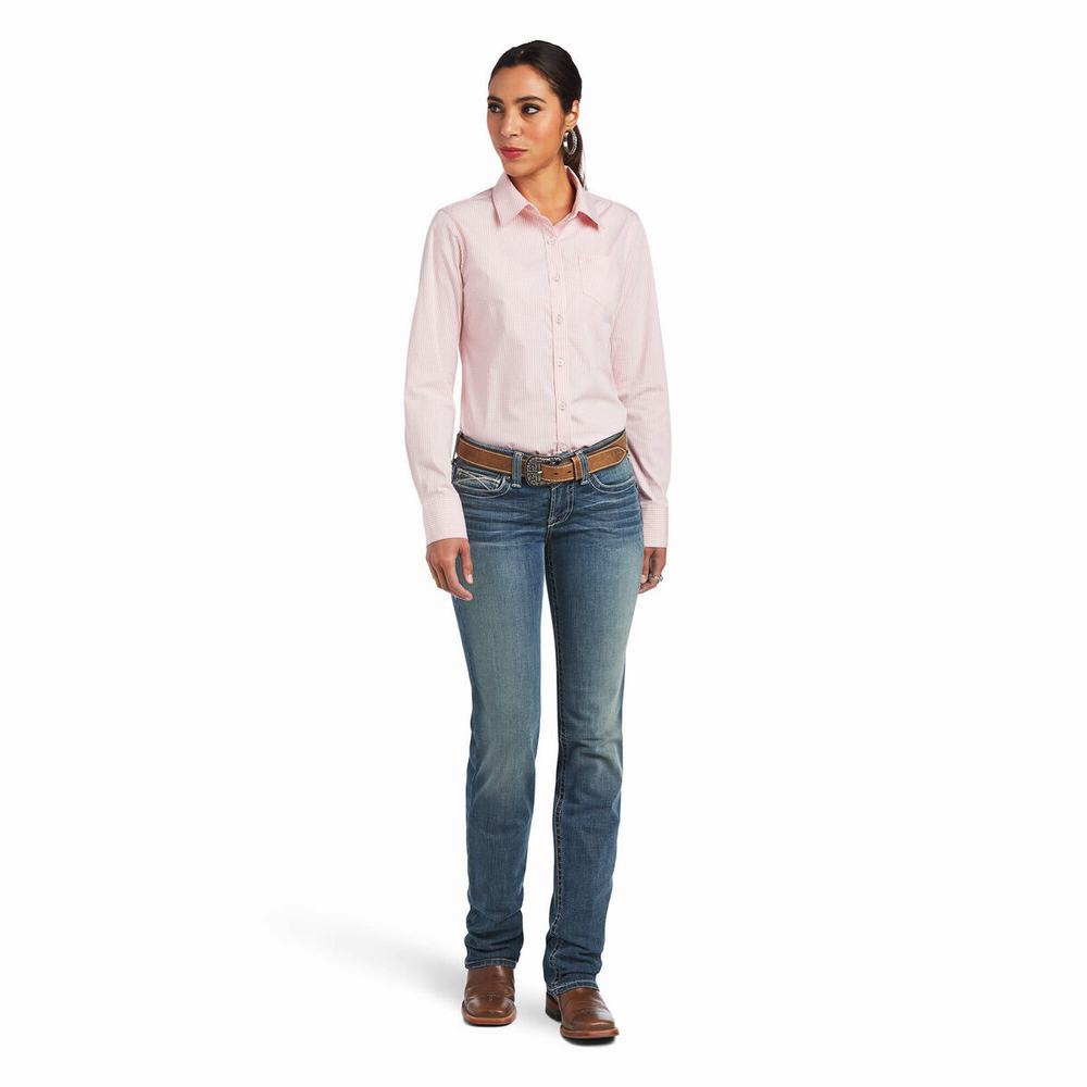 Ariat Kirby Stretch Oberteile Damen Rosa Weiß | 714PEVWBR