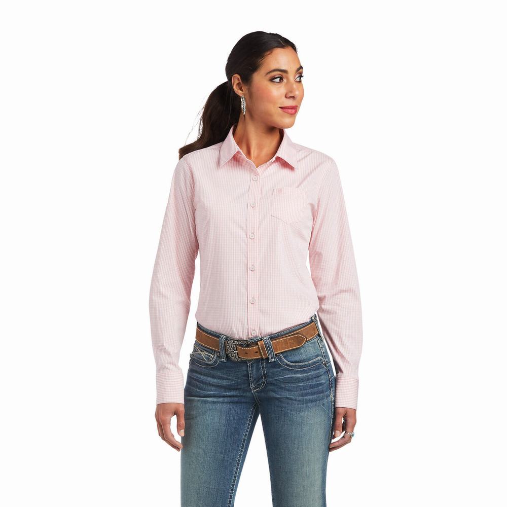 Ariat Kirby Stretch Oberteile Damen Rosa Weiß | 714PEVWBR