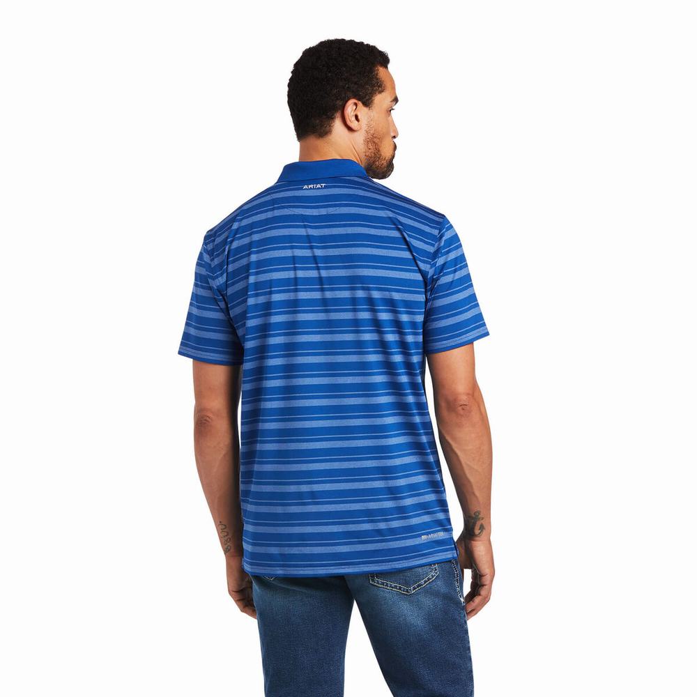 Ariat Ombre Stripe Ftd Polo Shirts Herren Blau | 596YSRBOG