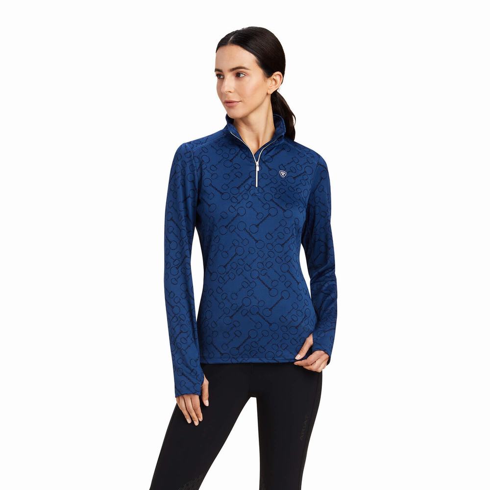 Ariat Prophecy 1/4 Zip Oberteile Damen Blau | 182POAQFY