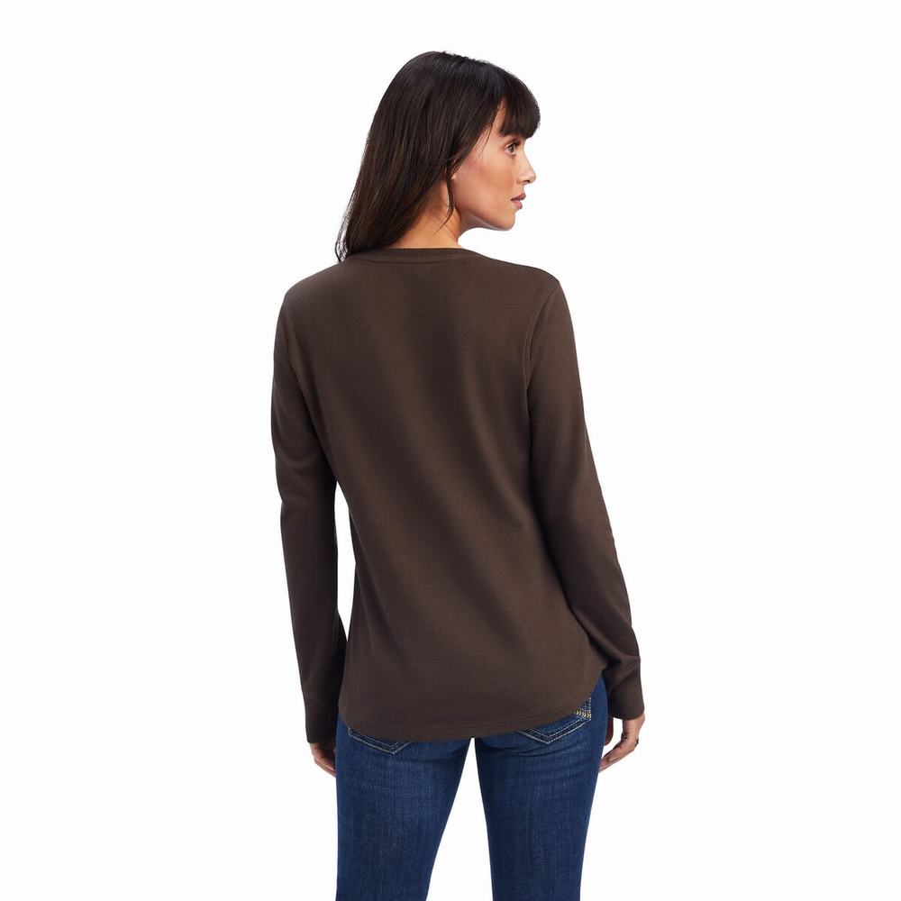 Ariat REAL Henley Oberteile Damen Mehrfarbig | 963ZQBCKT