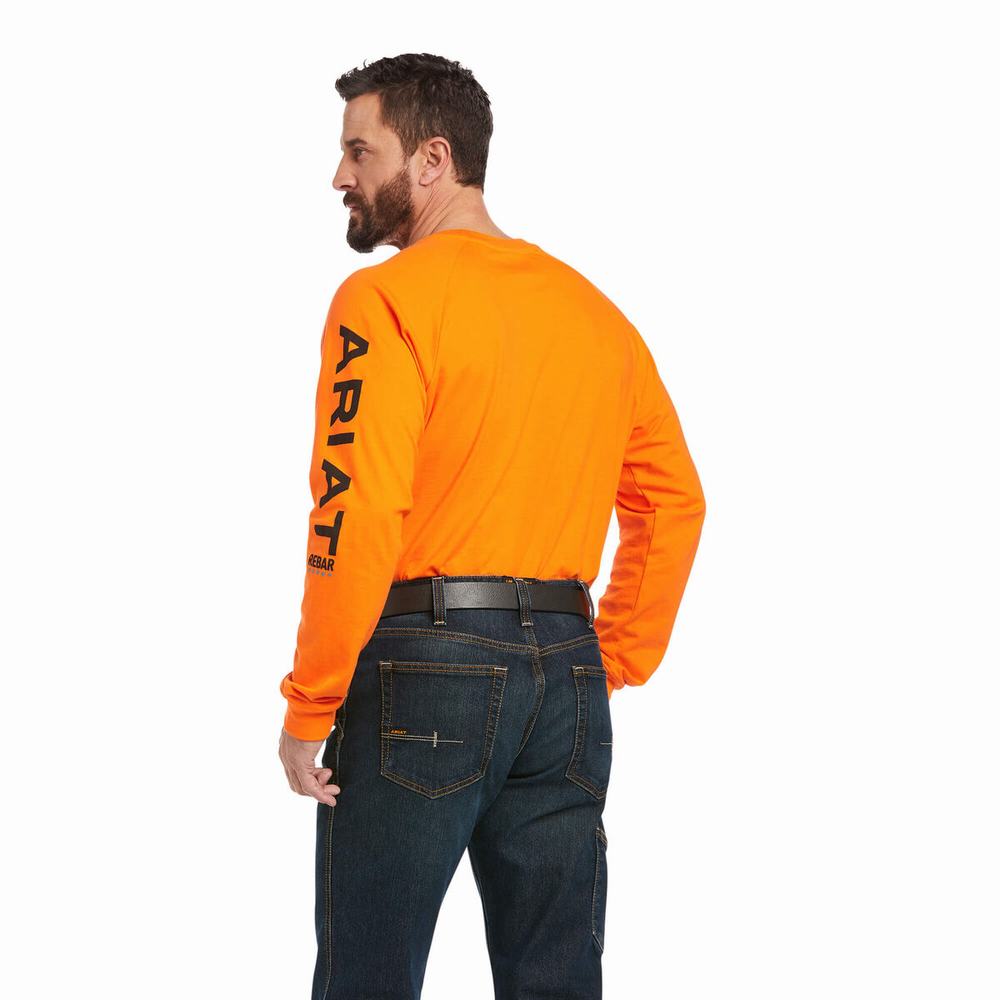 Ariat Rebar Baumwoll Strong Graphic T-shirts Herren Orange Schwarz | 083BREDXM