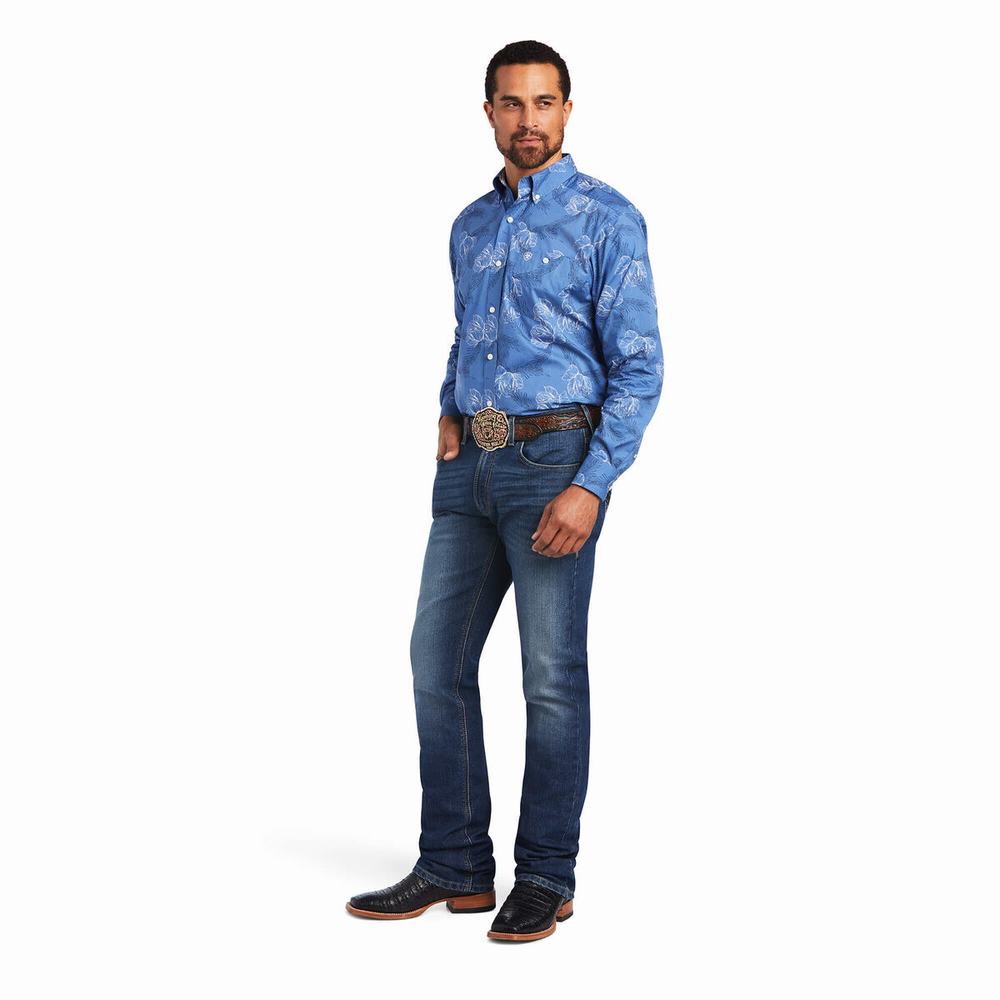 Ariat Relentless Headway Stretch Klassische Fit Hemd Herren Blau | 836VSNQUM