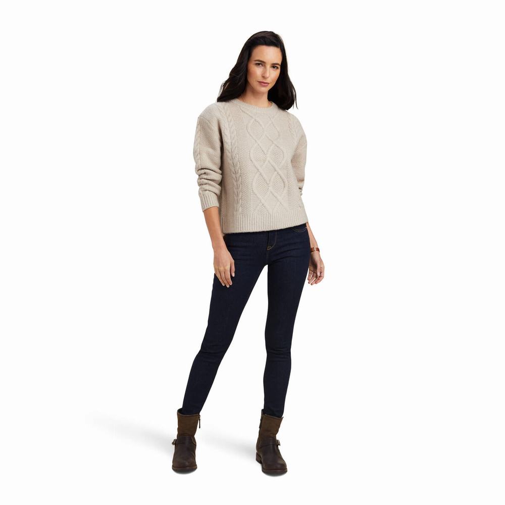 Ariat Winter Quarter Pullover Damen Beige | 578YSXIFL