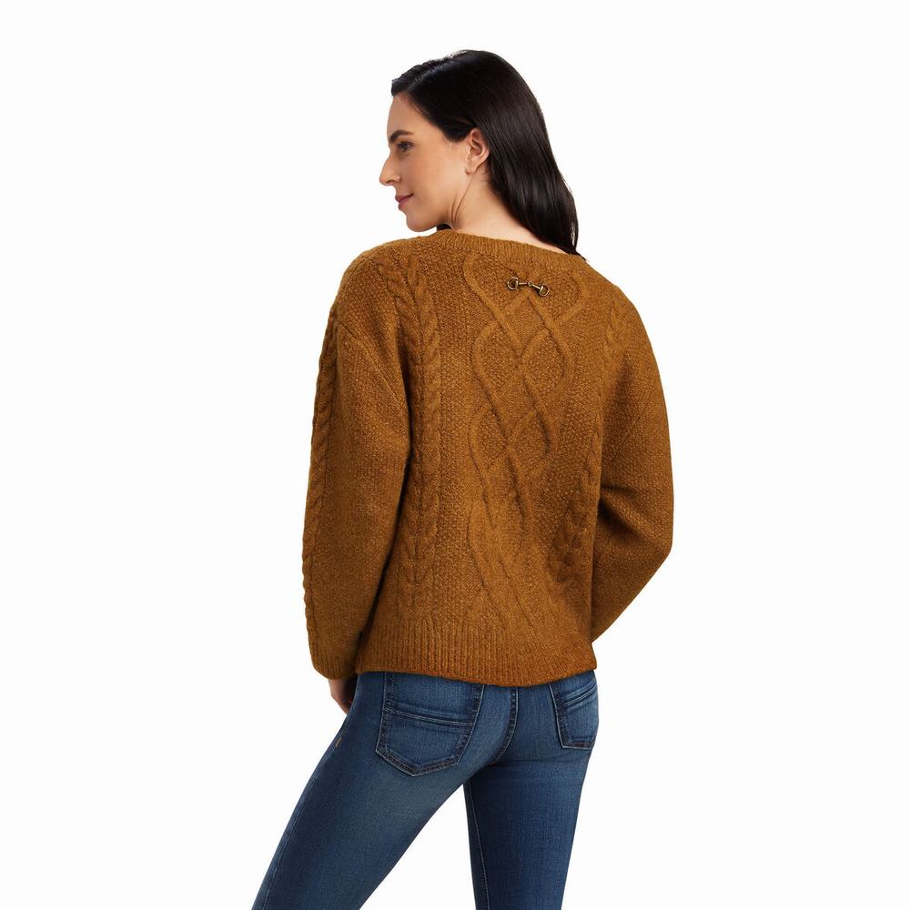 Ariat Winter Quarter Pullover Damen Braun | 704CBGKWO