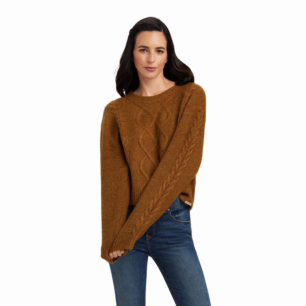 Ariat Winter Quarter Pullover Damen Braun | 704CBGKWO