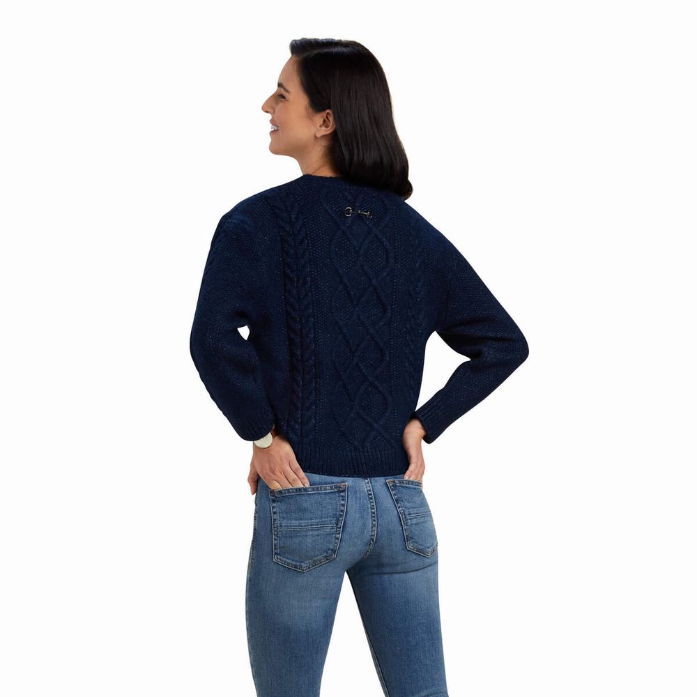 Ariat Winter Quarter Pullover Damen Navy | 684LBYHDG