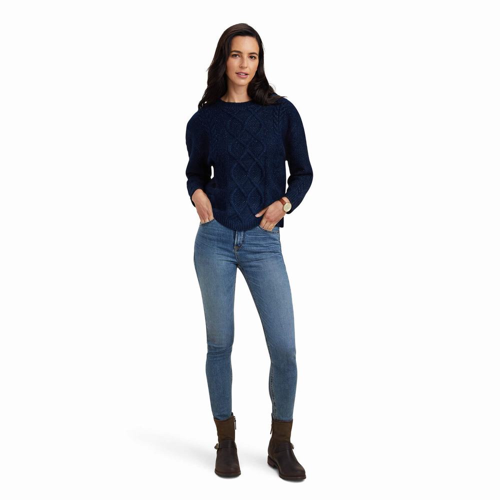 Ariat Winter Quarter Pullover Damen Navy | 684LBYHDG