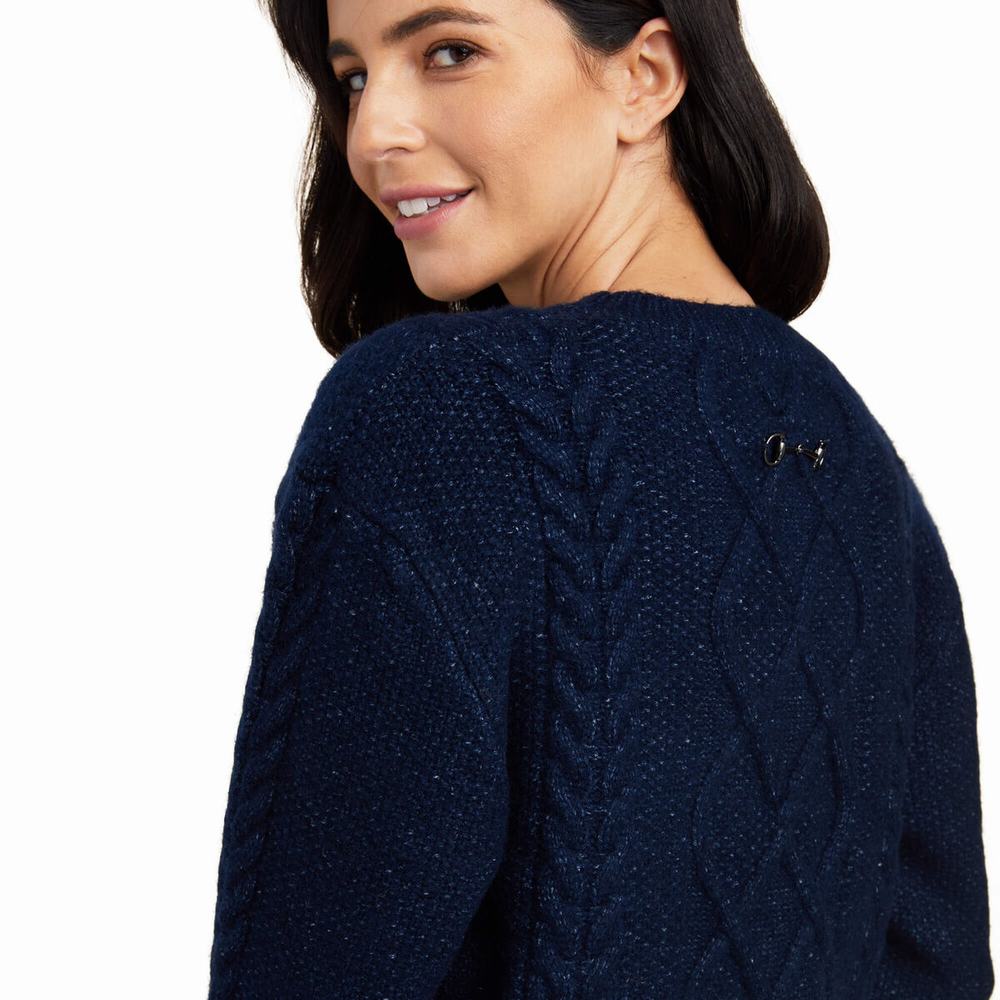 Ariat Winter Quarter Pullover Damen Navy | 684LBYHDG