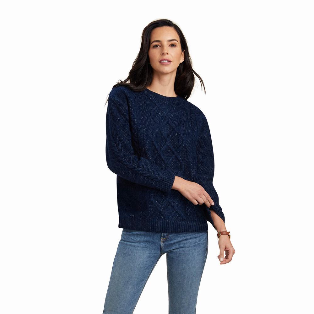 Ariat Winter Quarter Pullover Damen Navy | 684LBYHDG